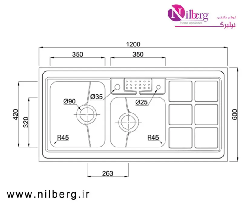 سینک روکار کن مدل 9041S45 gallery2