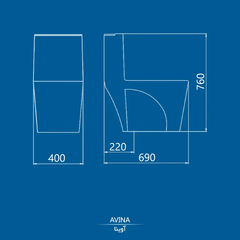 توالت فرنگی چینی کرد مدل آوینا / Avina gallery6